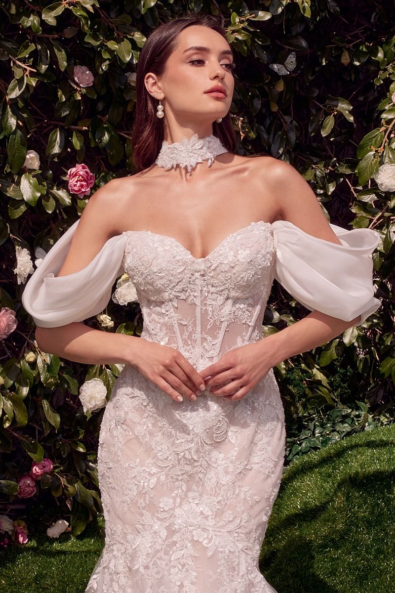 Detachable Wings Mermaid Wedding Gown-3