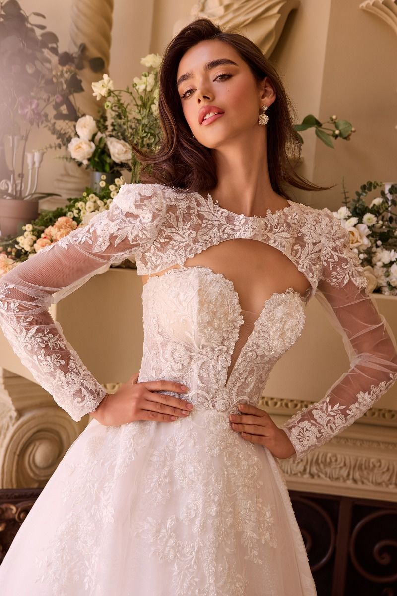 Strapless Wedding Ball Gown & Lace Bolero-1