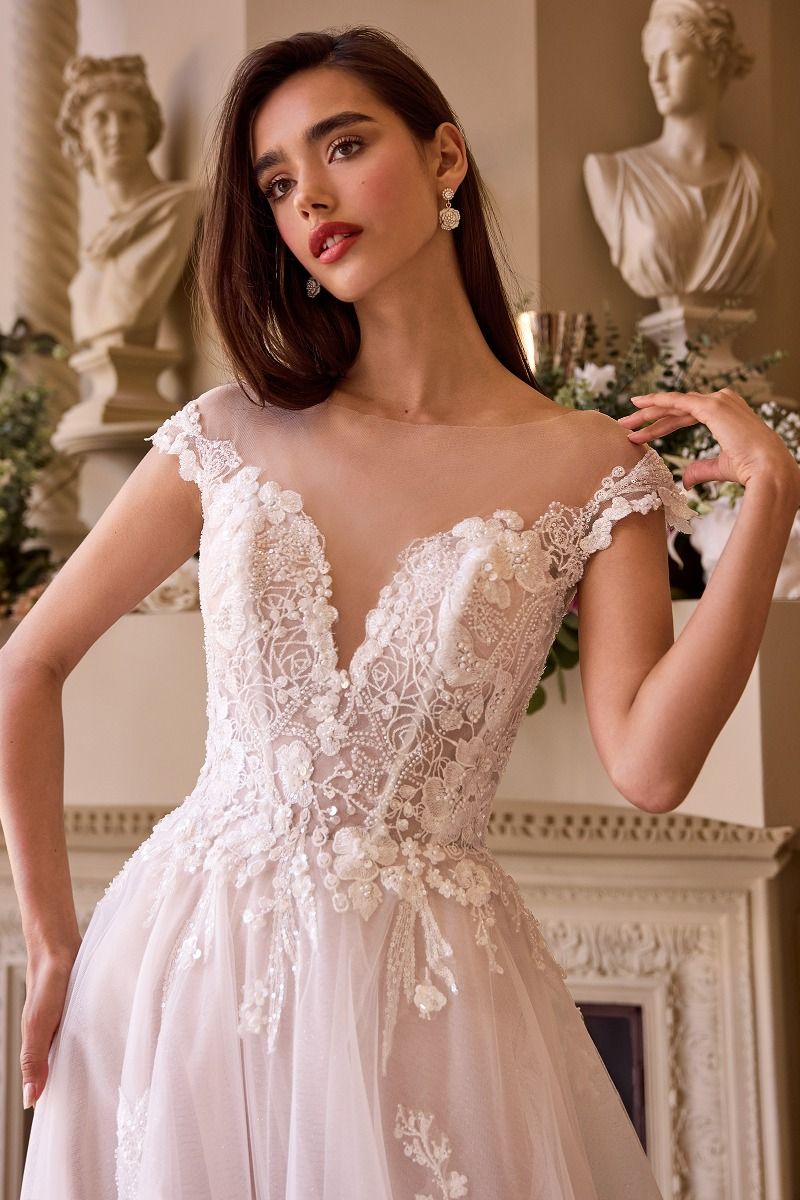 Cap Sleeve Bridal Ball Gown-1