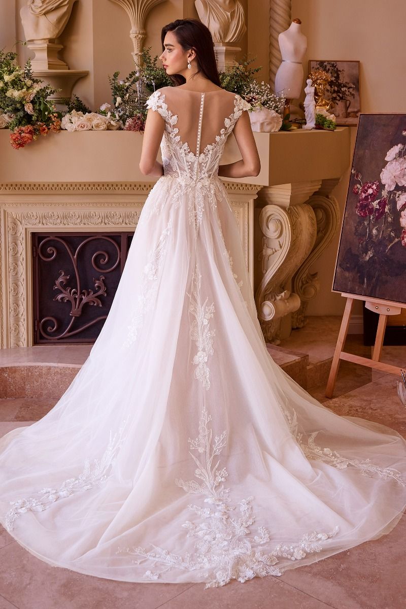Cap Sleeve Bridal Ball Gown-2