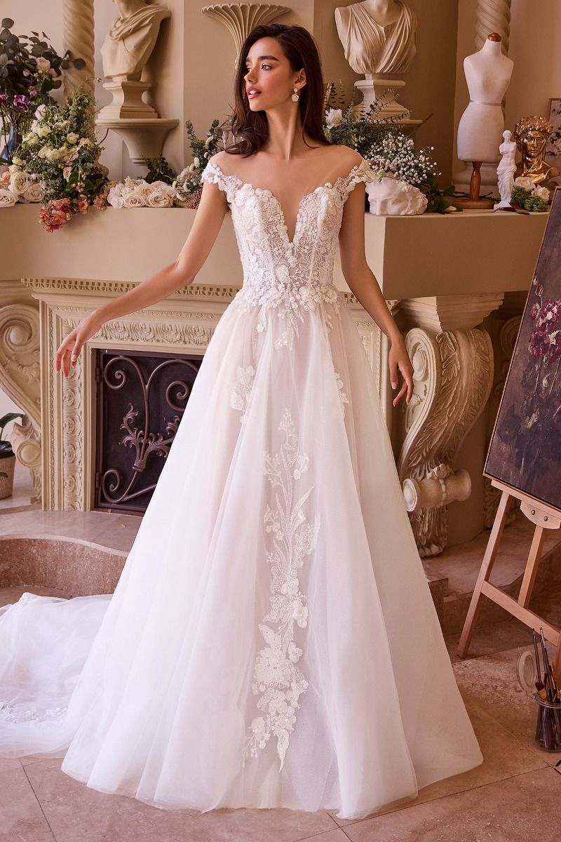 Cap Sleeve Bridal Ball Gown-3