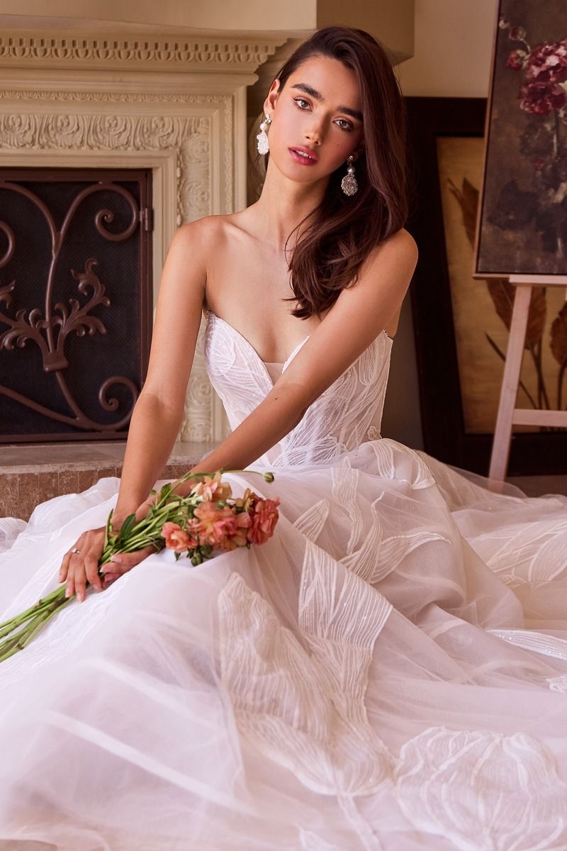 Tullip Sequin Embroidered Wedding Ball Gown-2