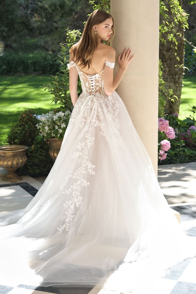 Dress Off-The-Shoulder Neckline And A Sheer, Lace-Appliqued Bodice-1