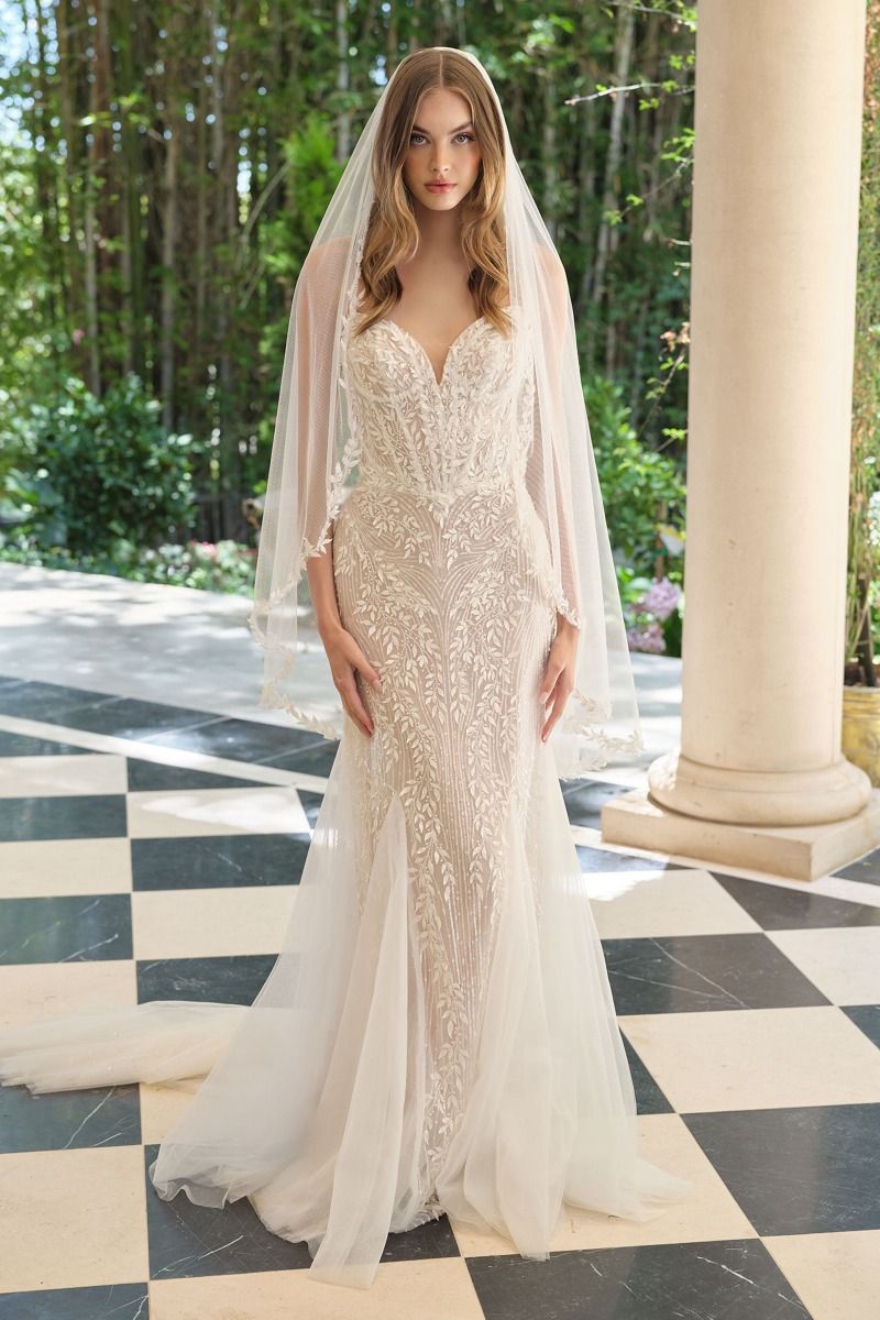 Mermaid Bridal Gown Strapless Sweetheart Neckline and Sheer-1