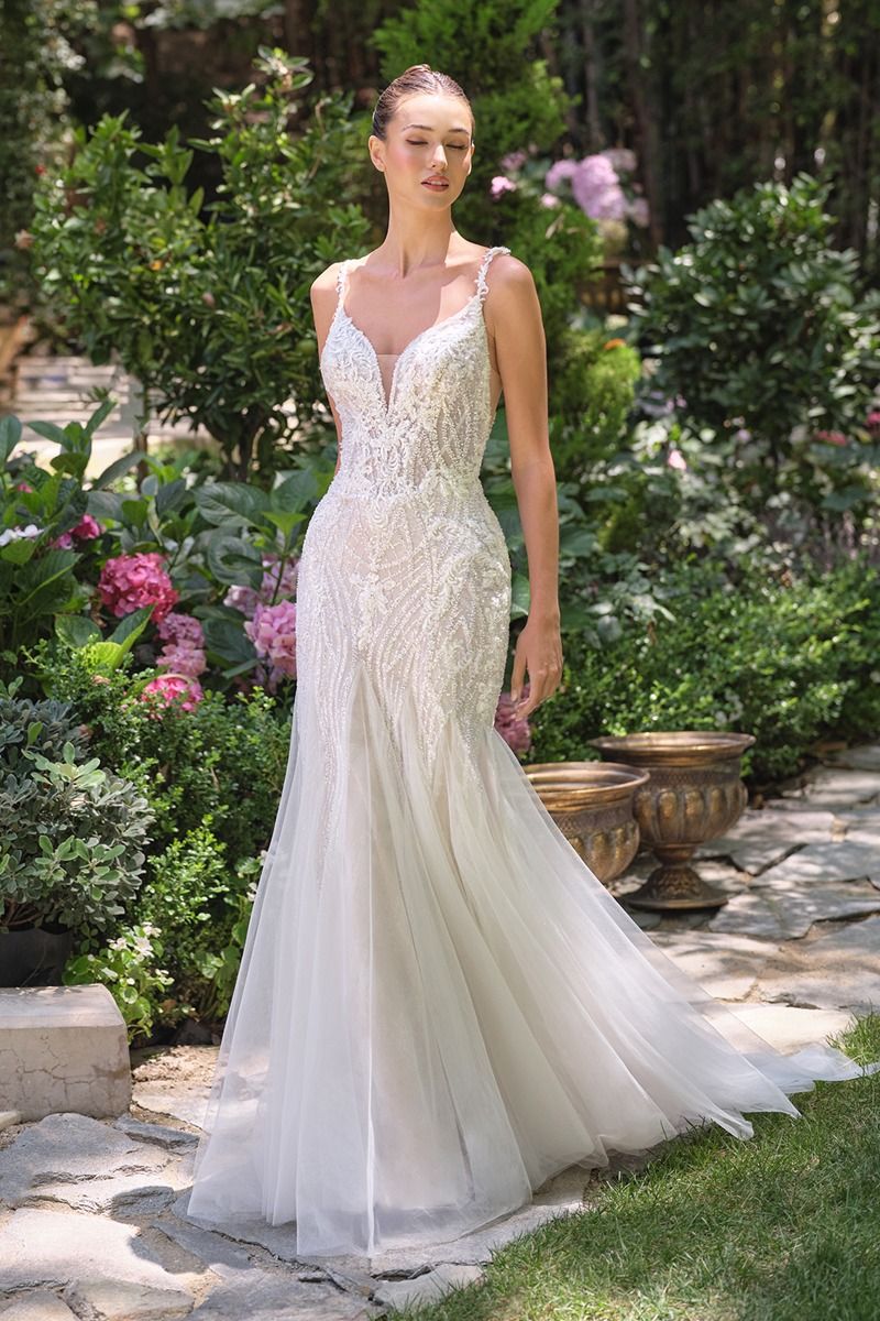 Embroidered Tulle Lace Wedding Gown-0