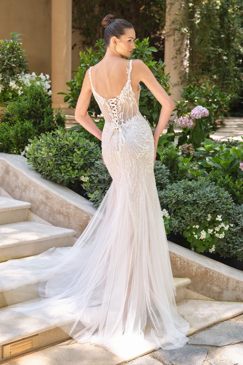 Embroidered Tulle Lace Wedding Gown-3