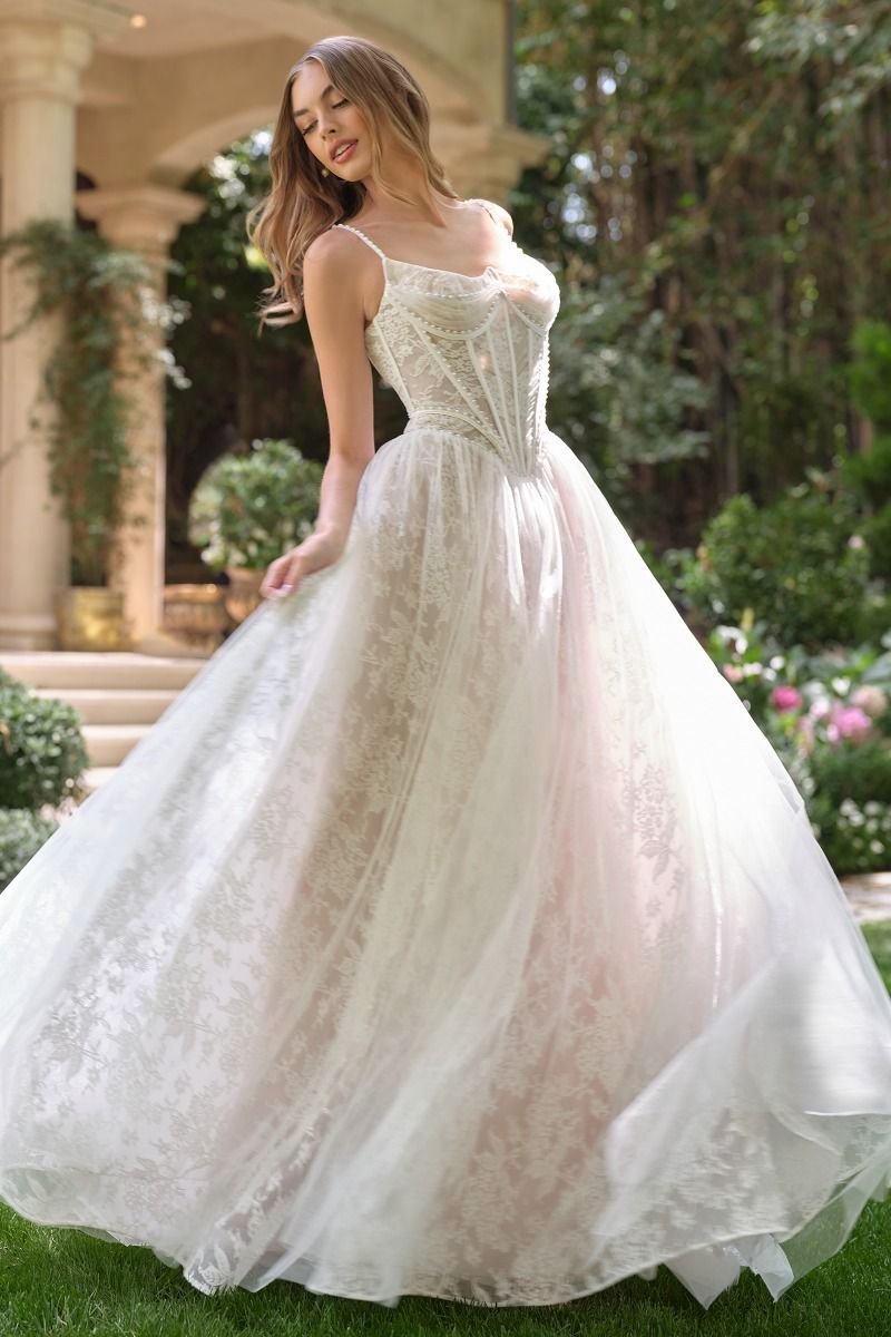 Tulle And Floral Strapless Wedding Ball Gown-2