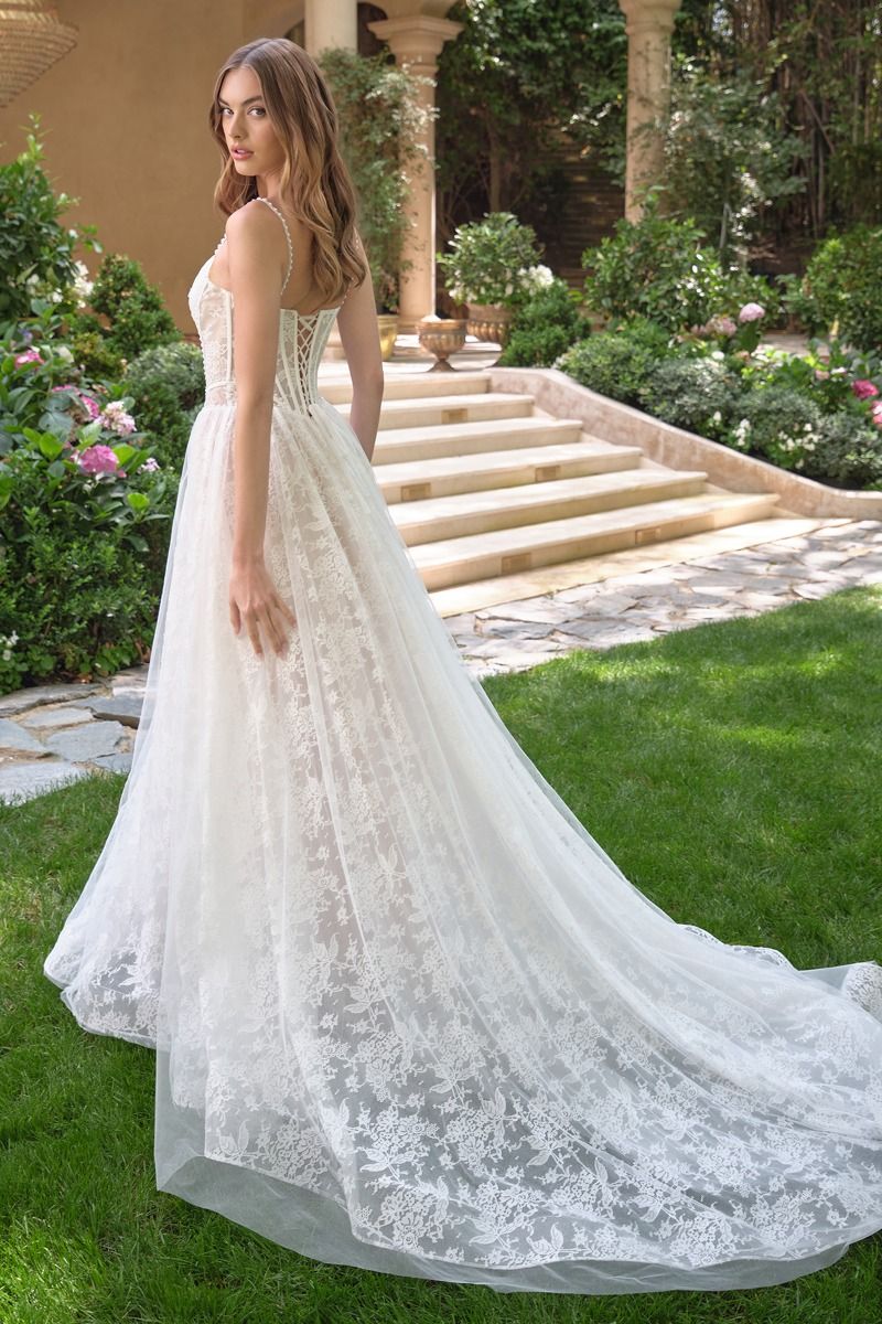 Tulle And Floral Strapless Wedding Ball Gown-3