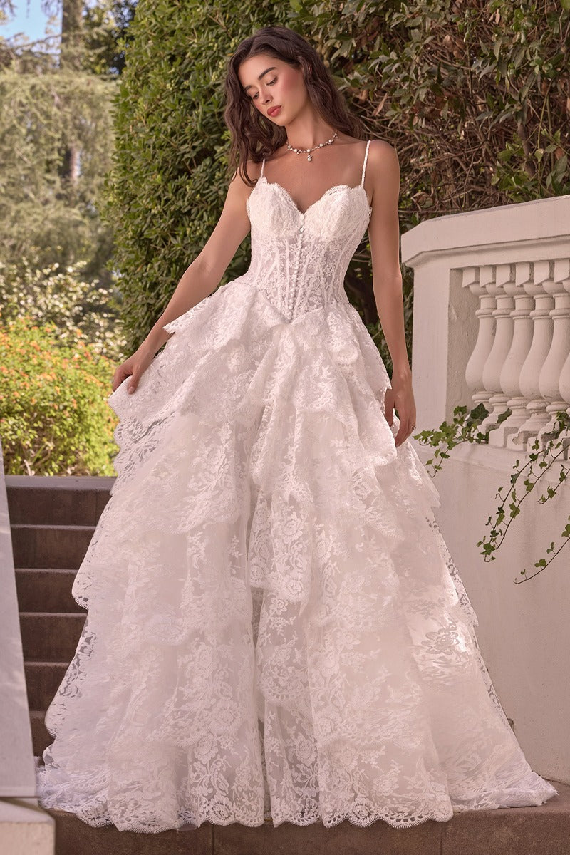 Layered Scallop Lace Ball Gown-0