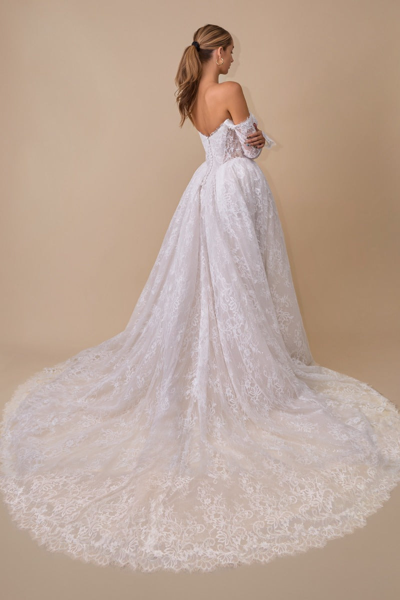 Lace Wedding Ball Gown With Long Sleeves-3