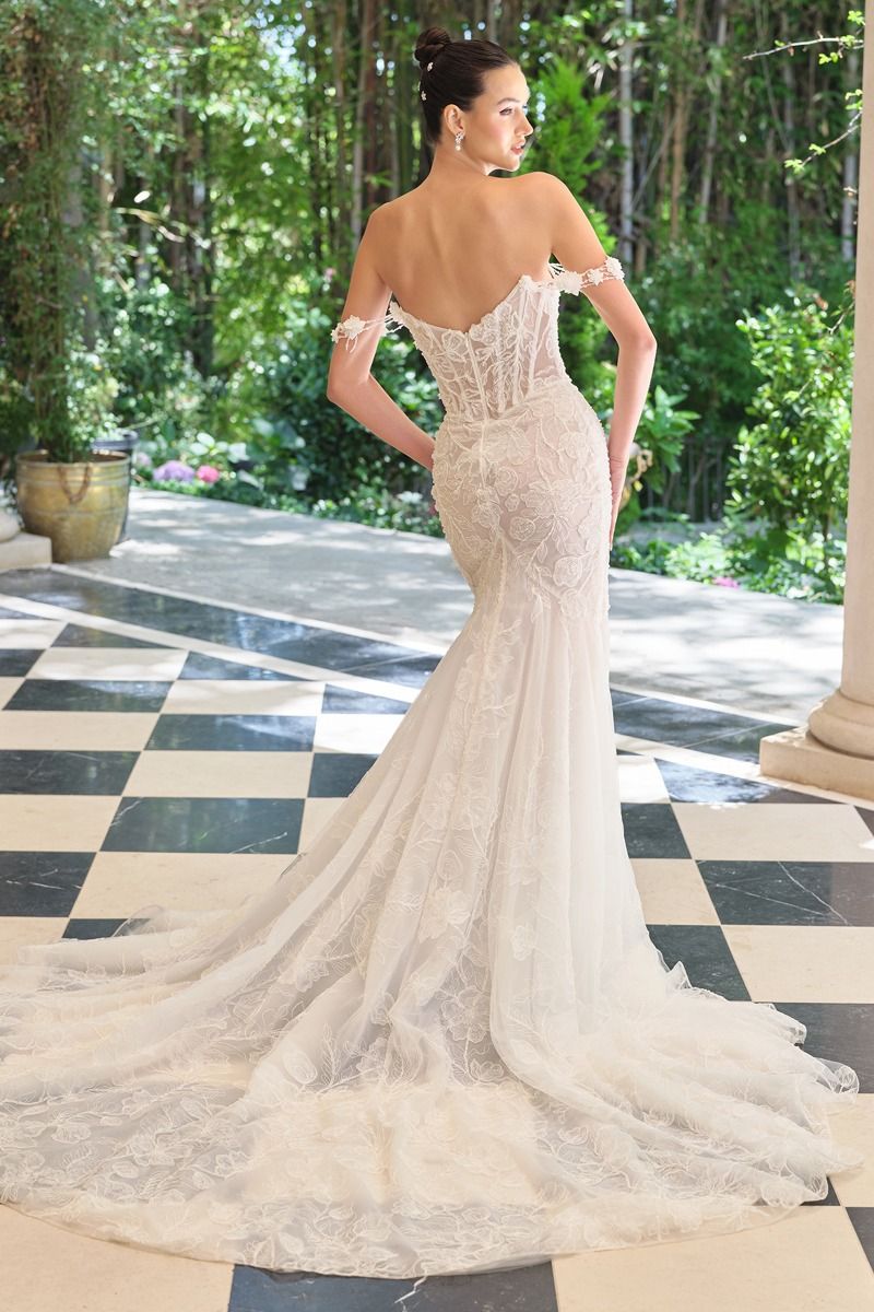 Fitted Gown an Illusion Corset Bodice and Dimensional Floral Lace-1