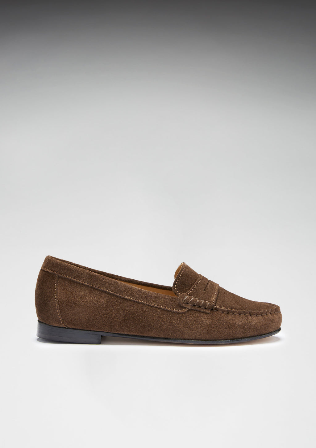Women's Penny Loafers Leather Sole, brown suede-4