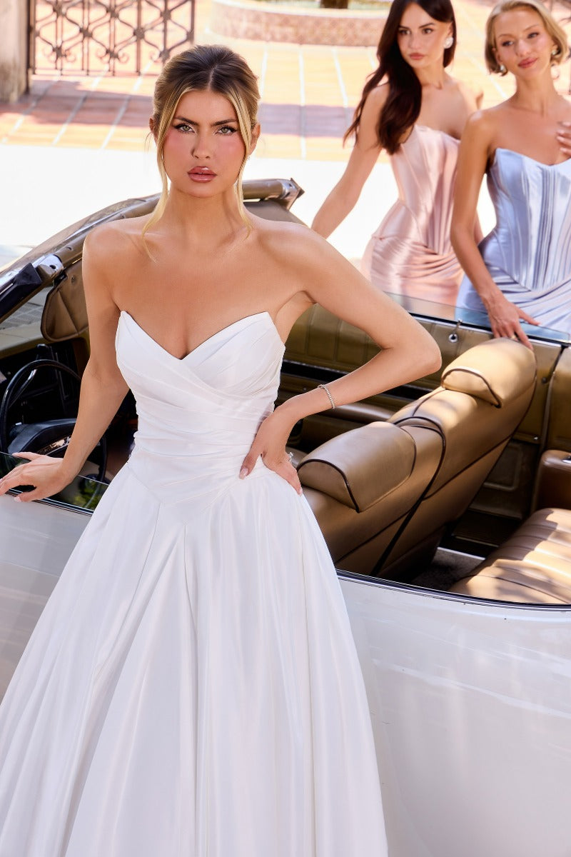 Strapless Satin A-Line Wedding Dress-1