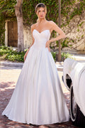 Strapless Satin A-Line Wedding Dress-0