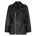 Women’s Black Leather Long Jacket-0