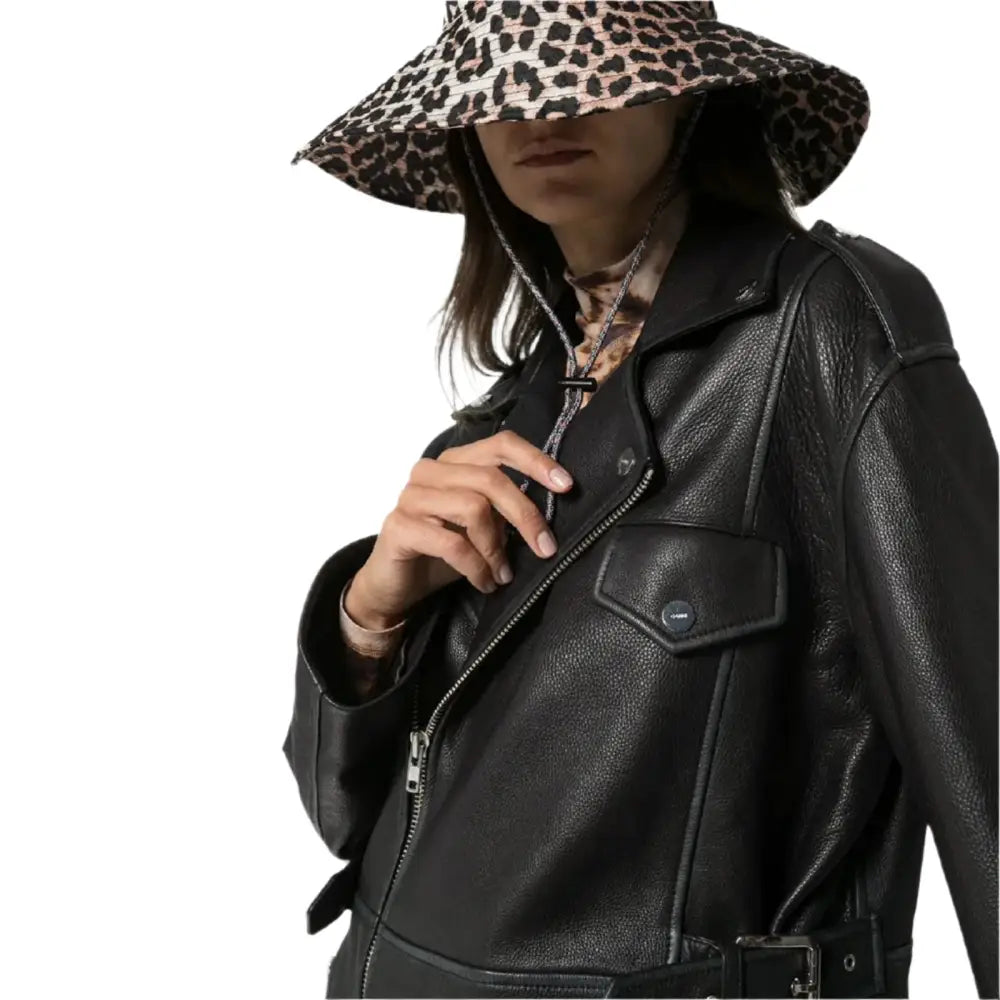 Women’s Black Leather Long Jacket-3