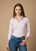 Women's Fitted Pink Oxford Shirt-0