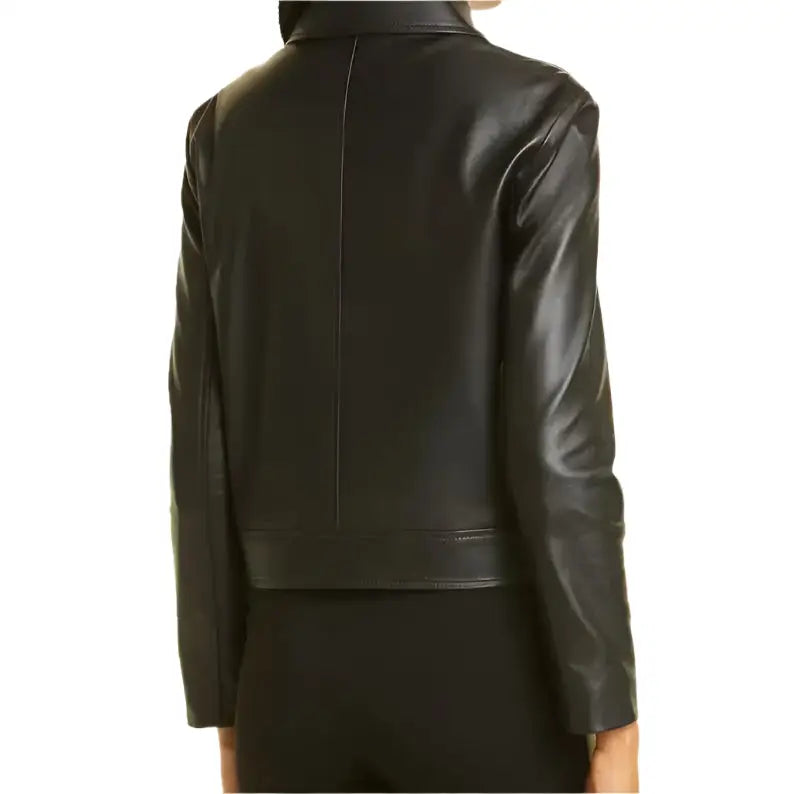 Women’s Black Motorcycle Jacket - Leather Style-1