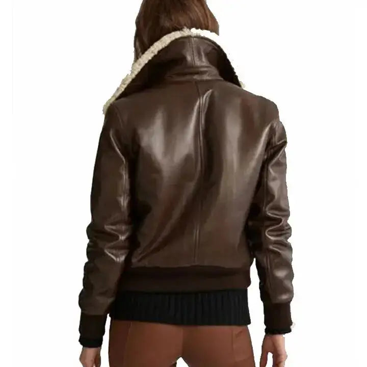 Women’s Shearling Aviator Leather Jacket-1