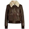 Women’s Shearling Aviator Leather Jacket-0