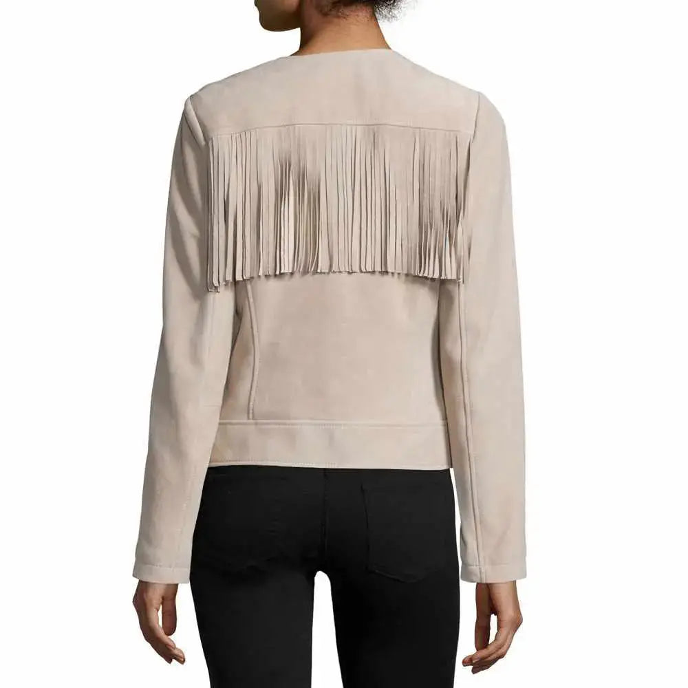 Women’s Slim Fit Fringe Leather Jacket