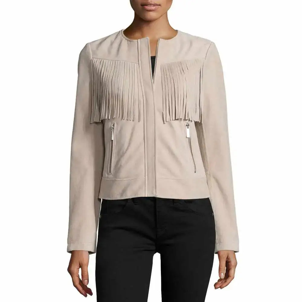 Women’s Slim Fit Fringe Leather Jacket