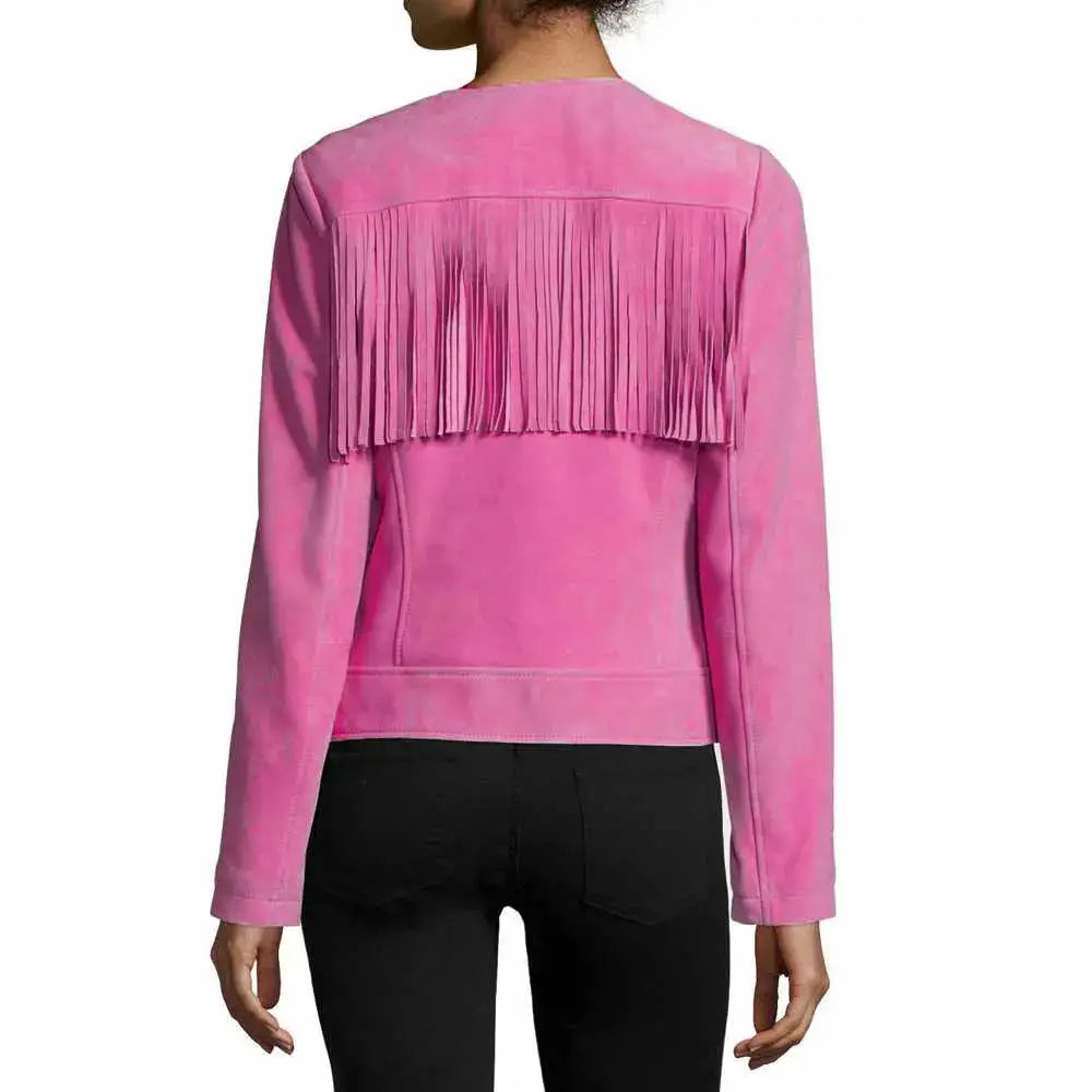 Women’s Slim Fit Fringe Leather Jacket