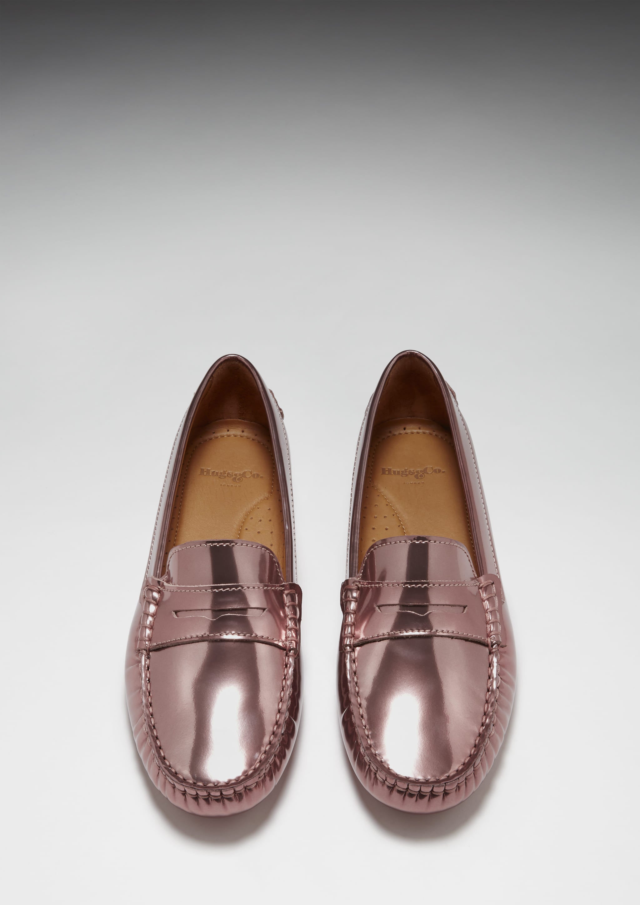Women's Penny Driving Loafers, rose gold patent leather-2