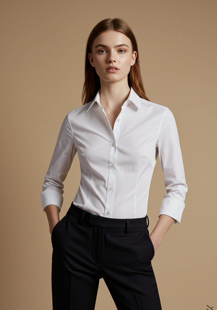Women's Classic White Fitted Shirt-0