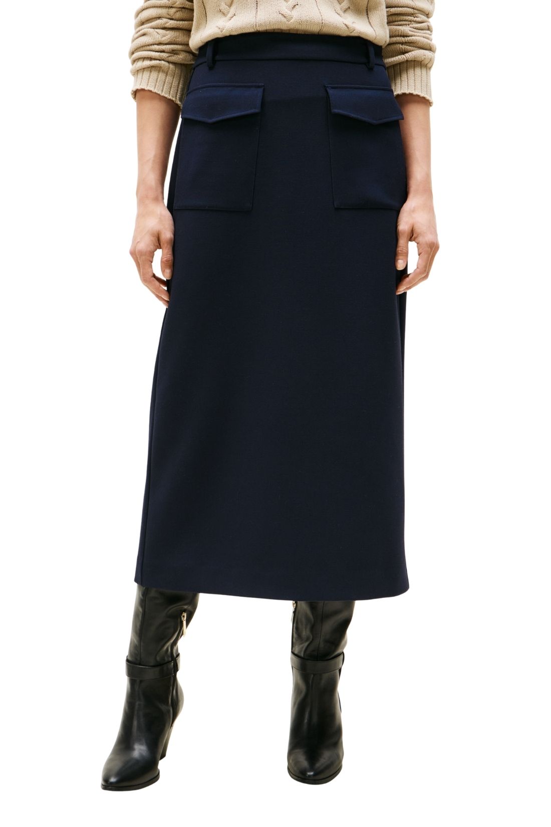 TOMMY HILFIGER - Women's formal midi skirt with back slit-0