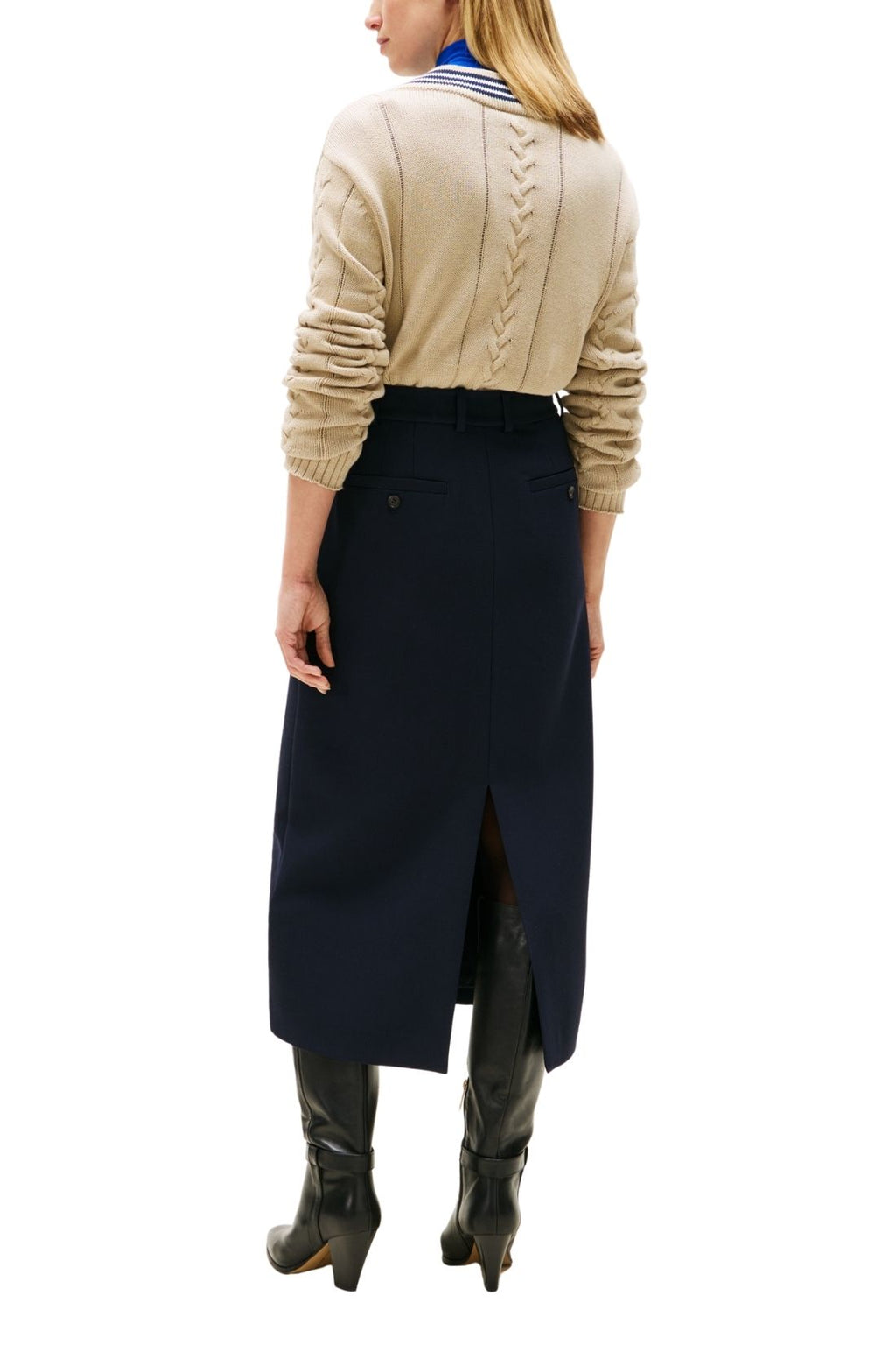 TOMMY HILFIGER - Women's formal midi skirt with back slit-2