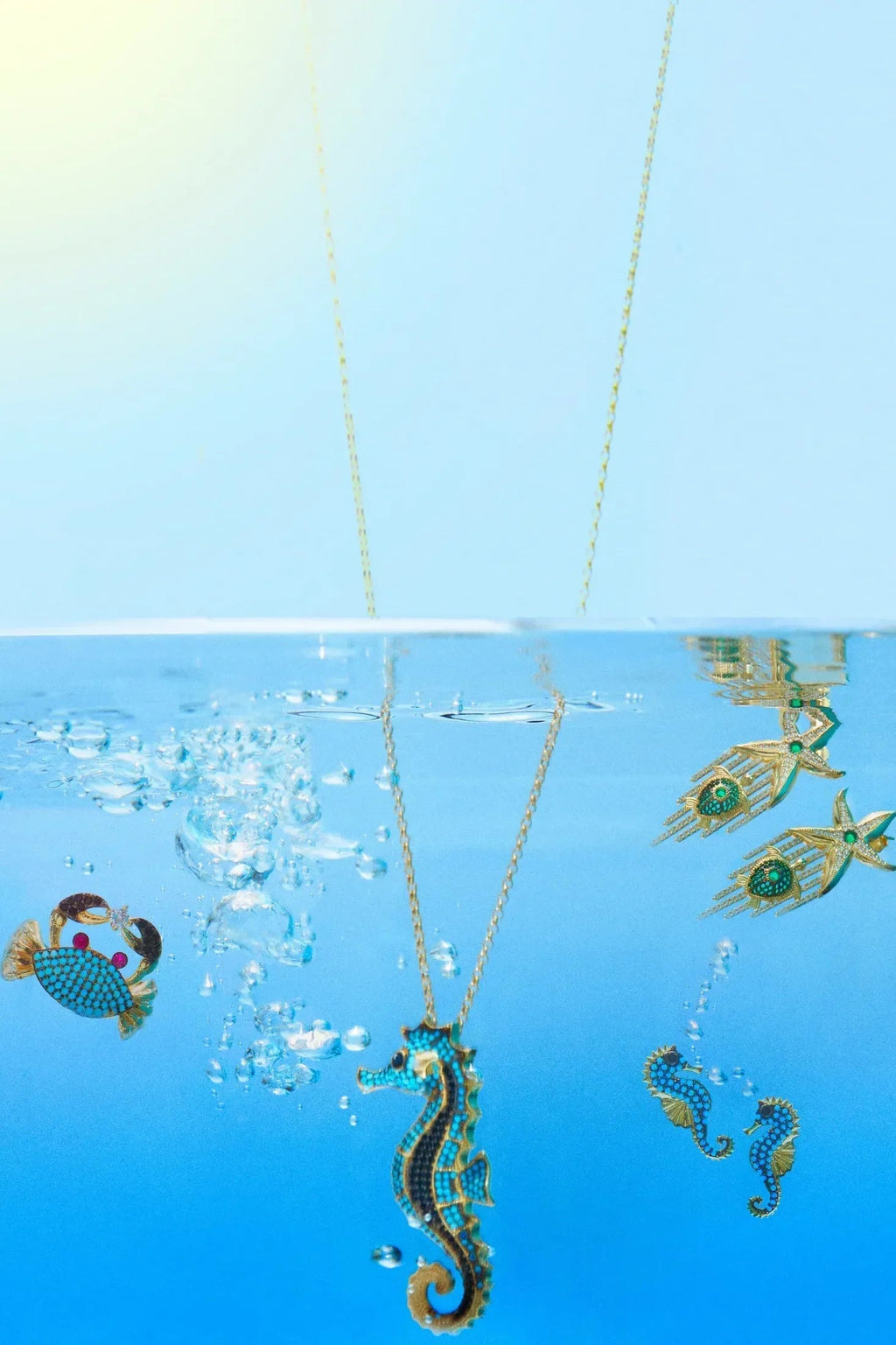 Seahorse Turquoise Earrings Gold