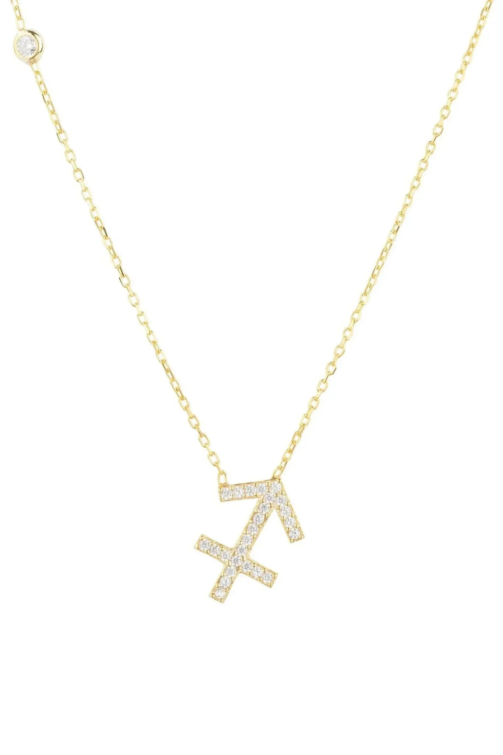 Zodiac Star Sign Pendant Necklace Gold Sagittarius