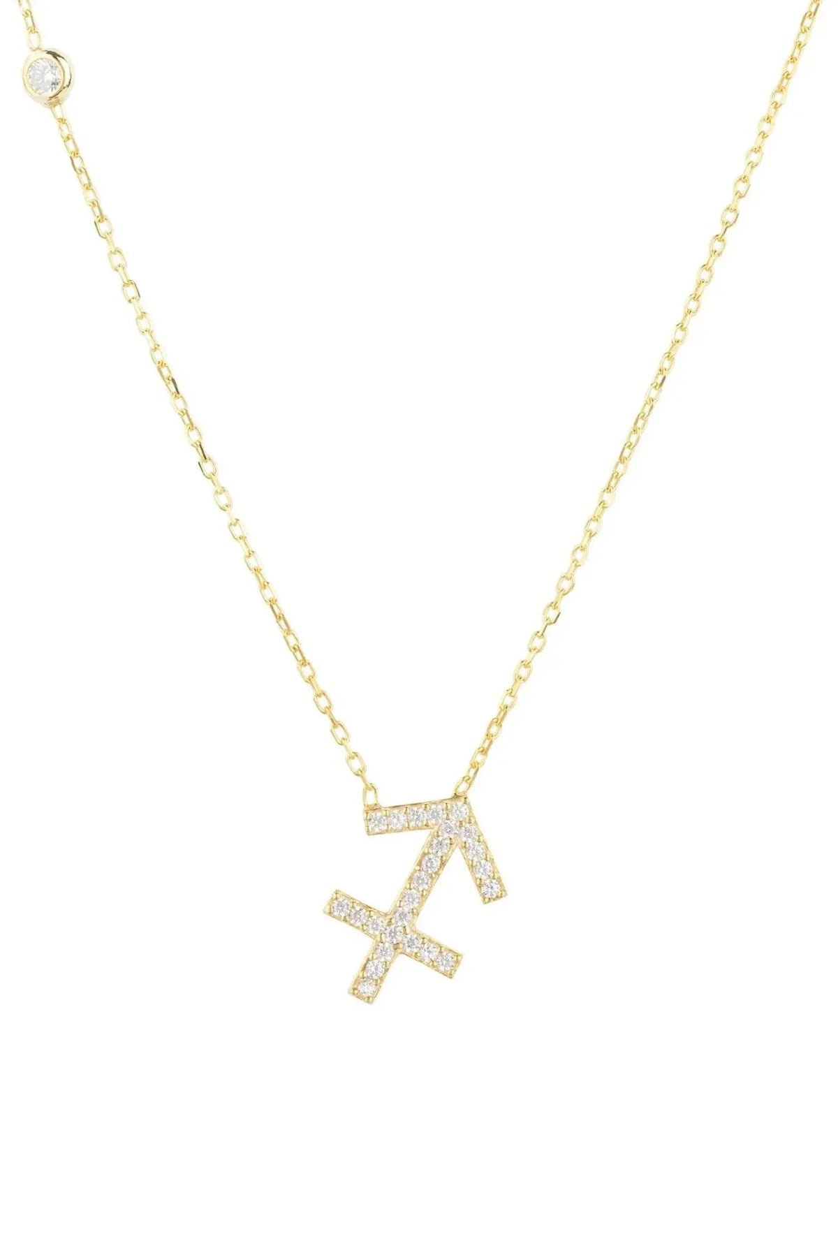 Zodiac Star Sign Pendant Necklace Gold Sagittarius