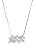 Zodiac Star Sign Pendant Necklace Silver Aquarius
