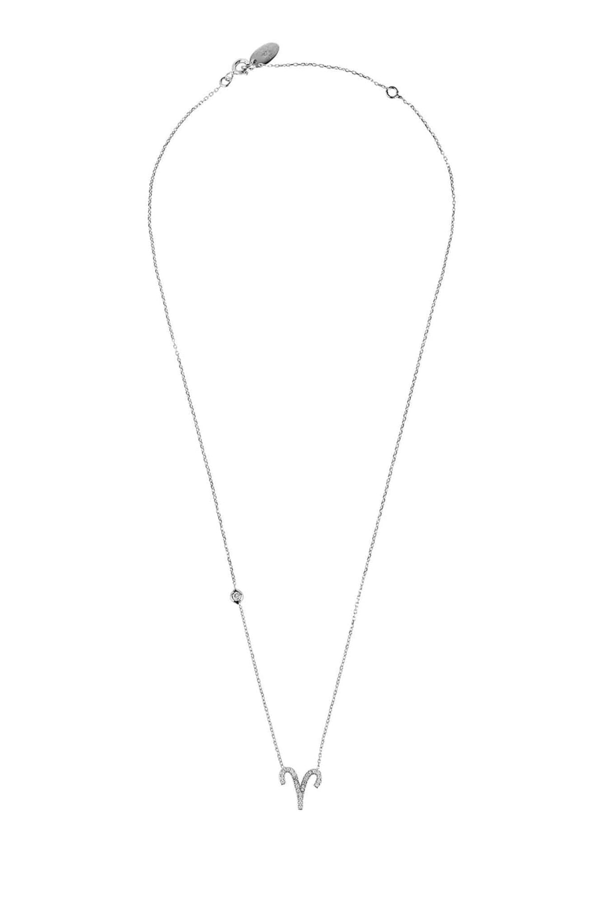 Zodiac Star Sign Pendant Necklace Silver Aries