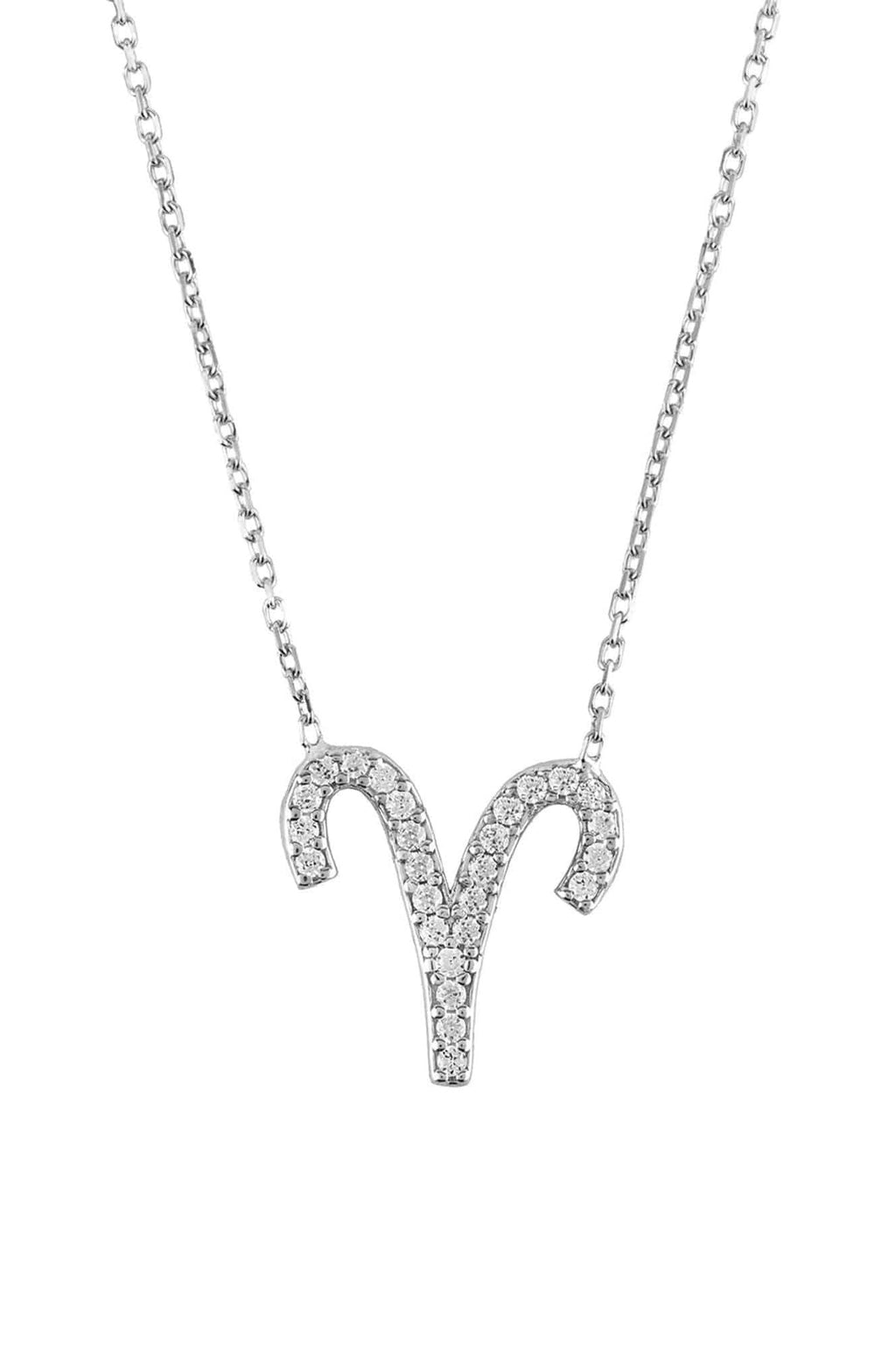 Zodiac Star Sign Pendant Necklace Silver Aries