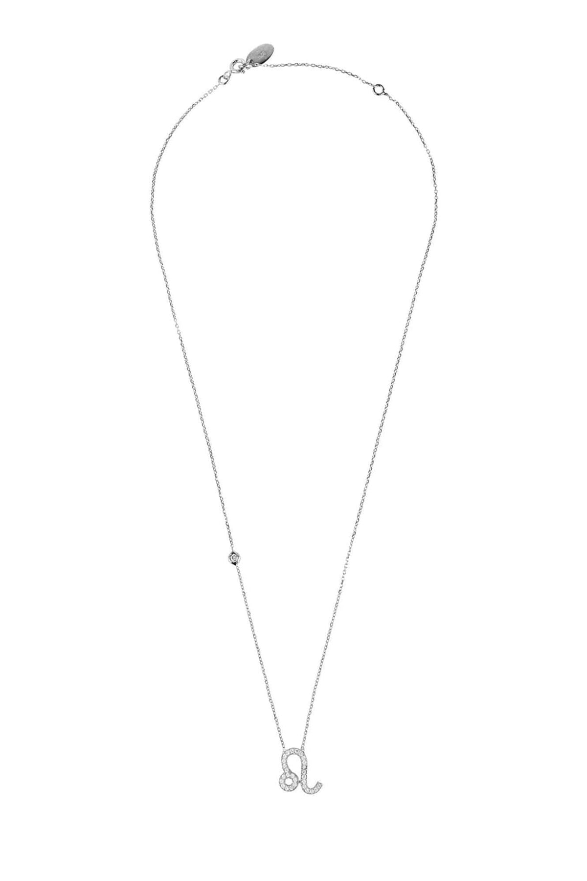 Zodiac Star Sign Pendant Necklace Silver Leo