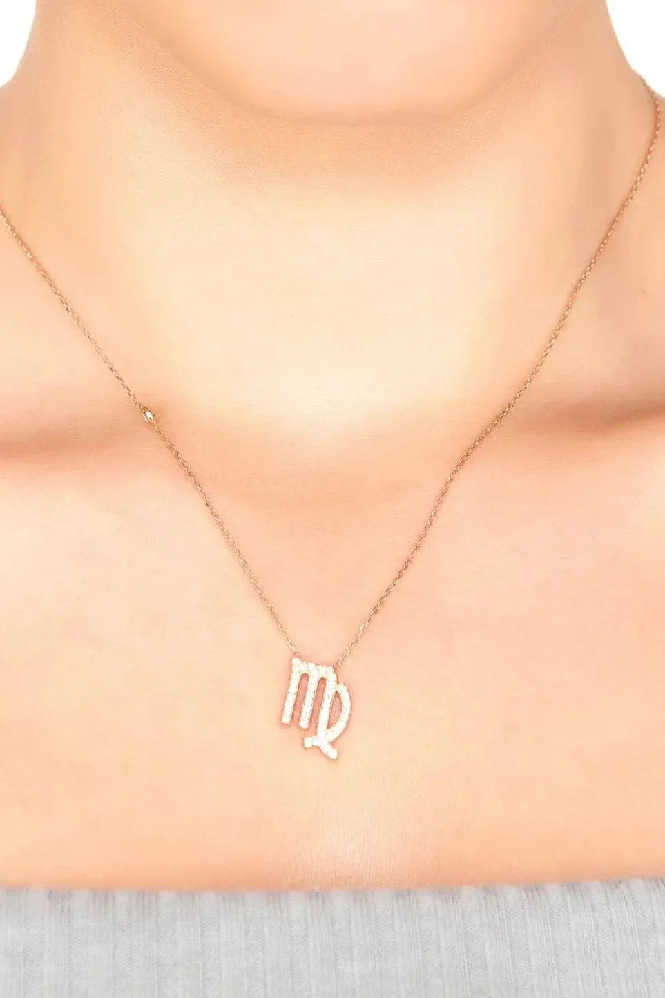 Zodiac Star Sign Pendant Necklace Silver Virgo