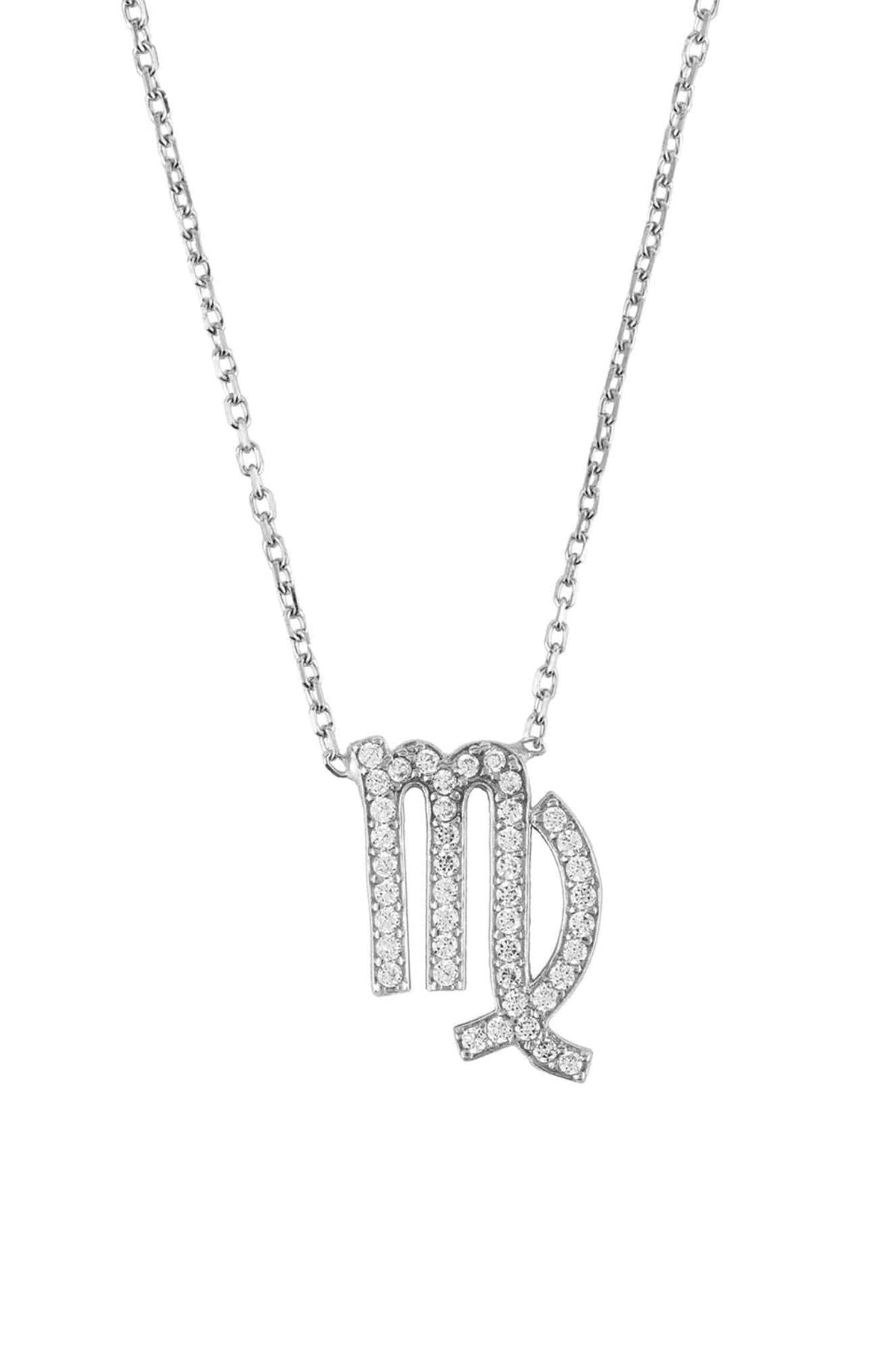 Zodiac Star Sign Pendant Necklace Silver Virgo
